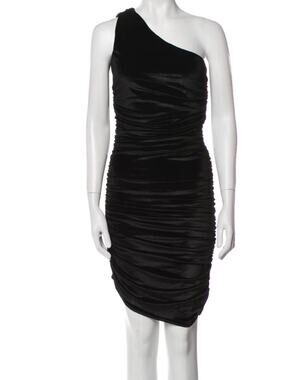 MISCREANTS Black Velvet One Shoulder Ruched Dress Size 10 Cocktail Mini Wedding
